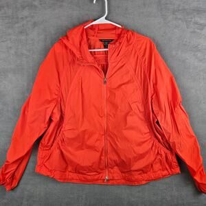 Athleta Lightweight Hooded Windbreaker Jacket Orange Activewear Large